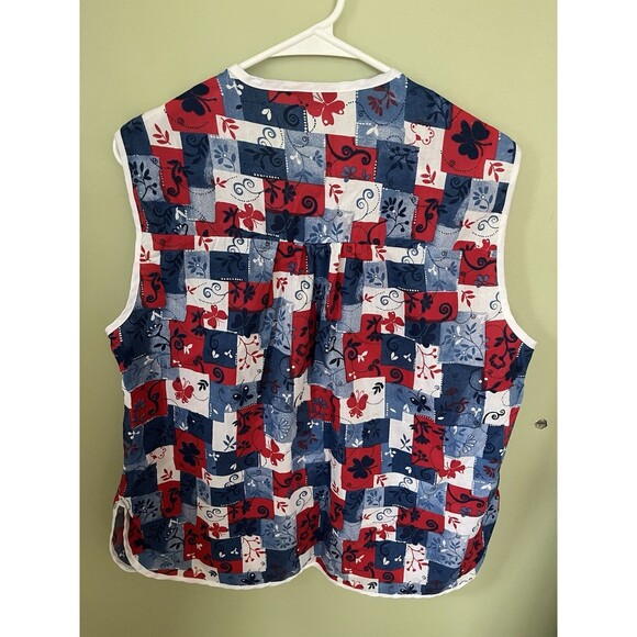 Vintage Anthony Richards Granny Apron Smock Checkered Floral Pearl Snap Large - Picture 6 of 6